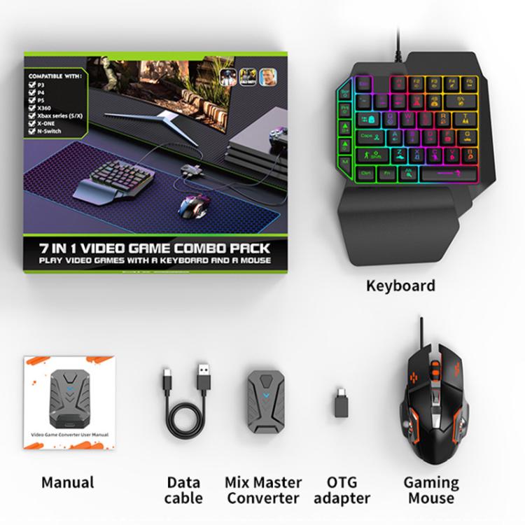 Gamwing Mix Master 7 in 1 Set Console Mobile Game Keyboard, Mouse and Converter Set
