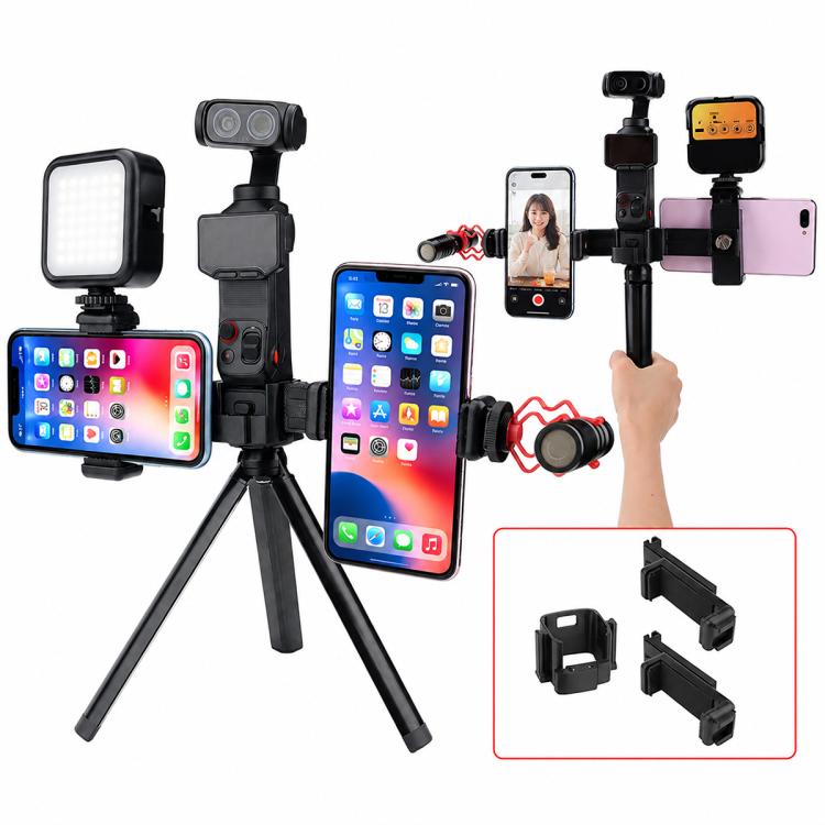 Live Broadcast Dual Phone Bracket Rotatable Phone Clamp Extension Mount