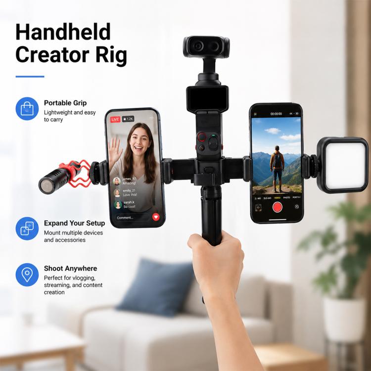 Live Broadcast Dual Phone Bracket Rotatable Phone Clamp Extension Mount