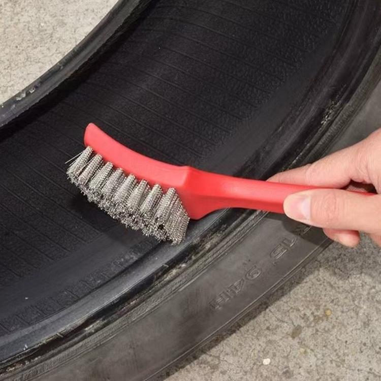 Car Tire Repair Buffing Wire Brush, Wheel Rim Steel Wire Cleaning Tool — Black