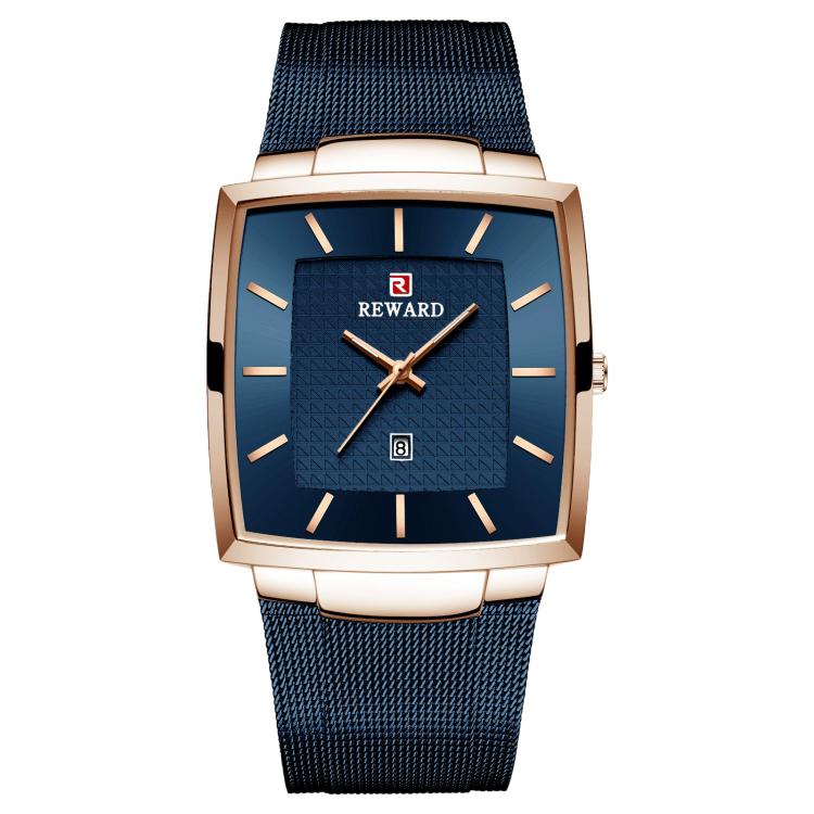 REWARD RD62009M Men Watch Quartz Watch with Calendar Display & Mesh Band — Rose Shell Black