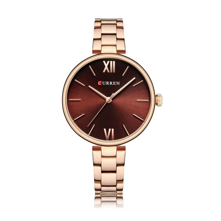 CURREN M9017 Women Stylish Quartz Watch with Alloy Strap — Rose Shell White Dial
