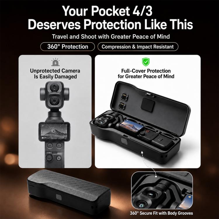 Full-coverage Hard Case Gimbal Protective Cover with Storage Slots for DJI Osmo Pocket4 Pro