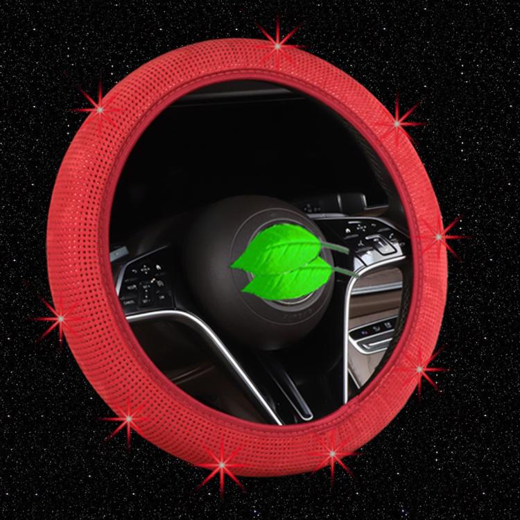 Car Diamond Studded Steering Wheel Cover, Diameter: 38cm — Pink