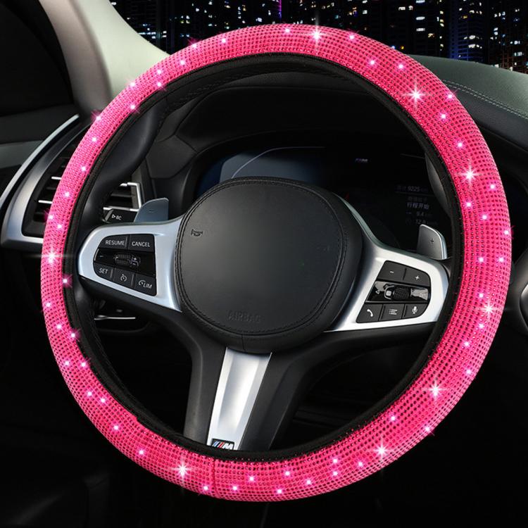 Car Diamond Studded Steering Wheel Cover, Diameter: 38cm — Blue