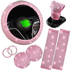 Car Diamond Studded Steering Wheel Cover, Diameter: 38cm — Rose Red