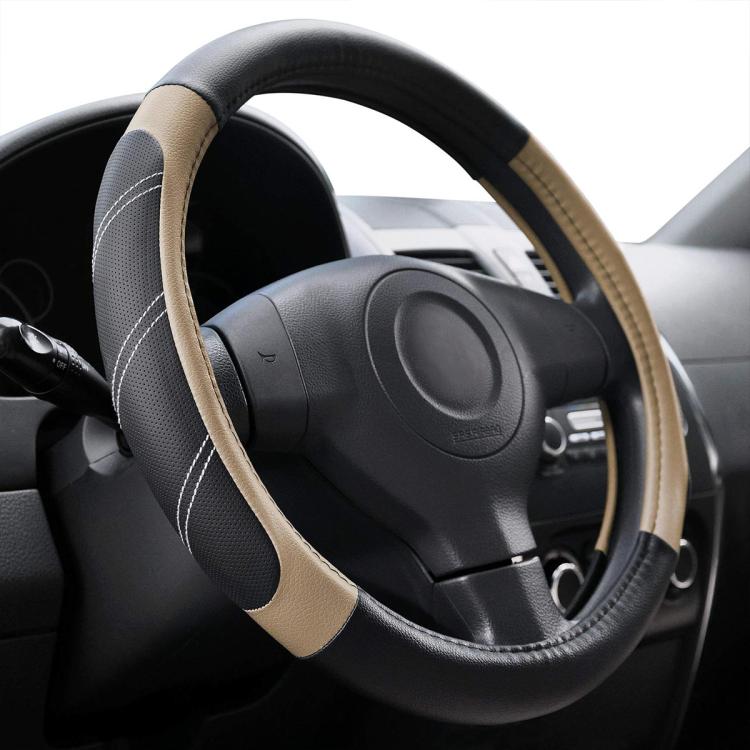 Car Faux Leather Steering Wheel Cover, Diameter: 38cm — Blue