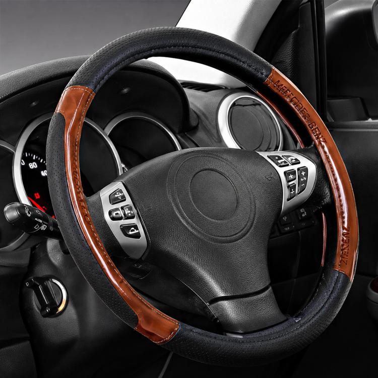 Car Faux Leather Steering Wheel Cover, Diameter: 38cm — Beige