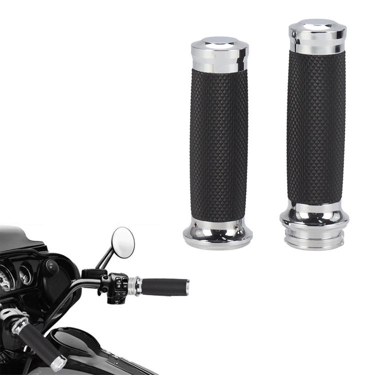 1 Pair Universal 25mm Retro RSD Motorcycle Handlebar Grips — Black