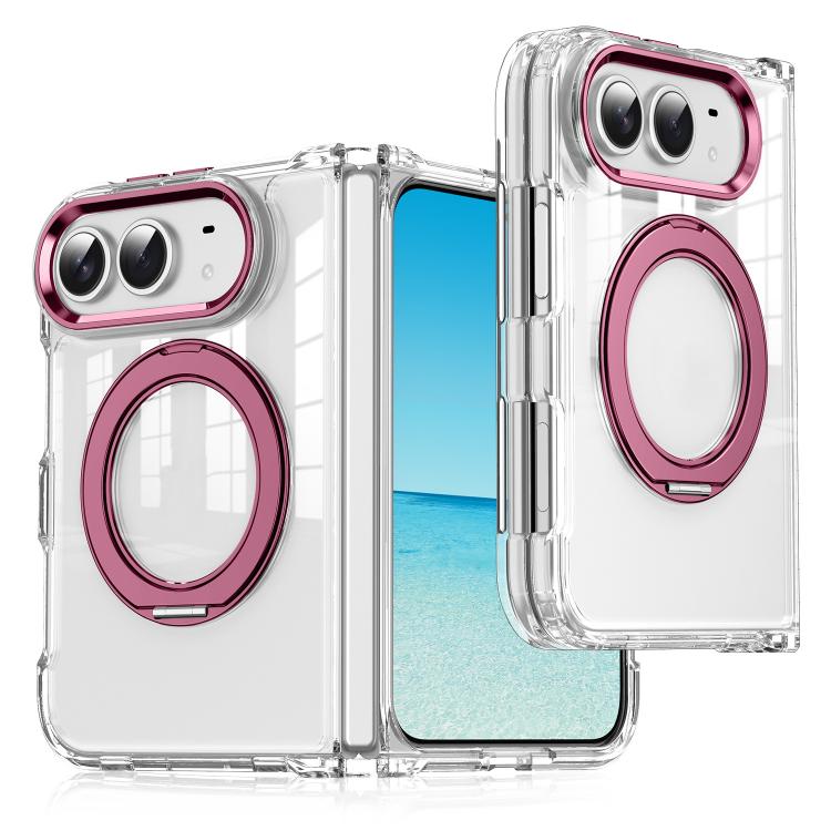 Four-corner Airbag Acrylic Transparent TPU Magnetic Phone Case with 360-degree Stand