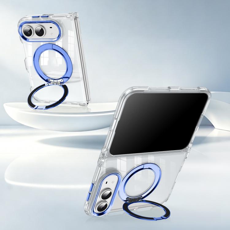 Four-corner Airbag Acrylic Transparent TPU Magnetic Phone Case with 360-degree Stand