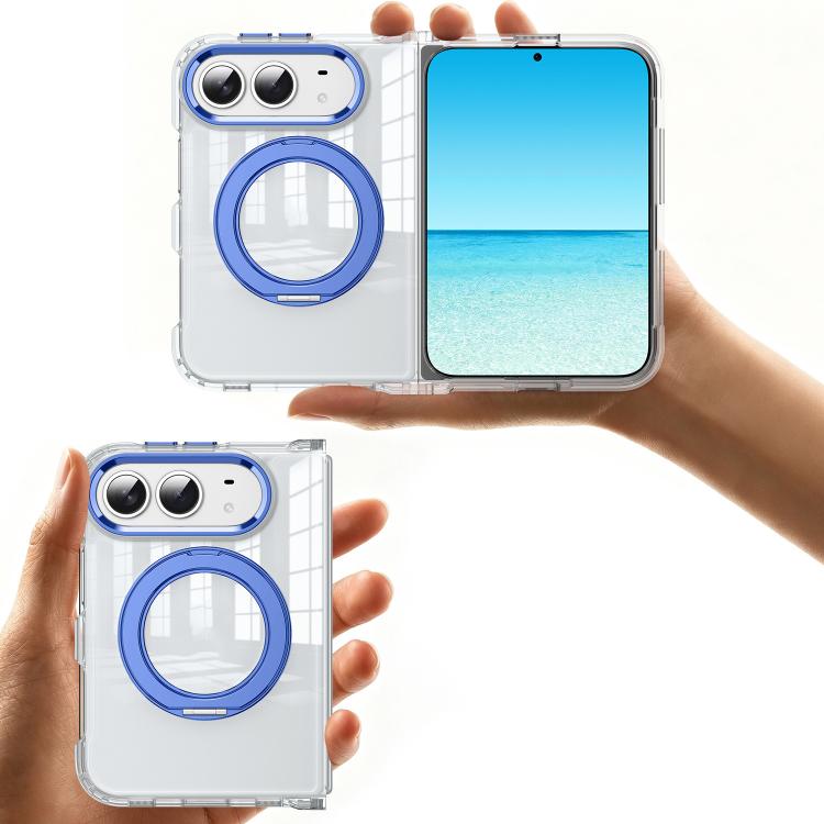 Four-corner Airbag Acrylic Transparent TPU Magnetic Phone Case with 360-degree Stand