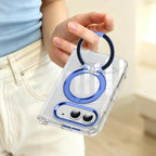 Four-corner Airbag Acrylic Transparent TPU Magnetic Phone Case with 360-degree Stand