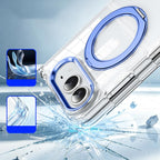Four-corner Airbag Acrylic Transparent TPU Magnetic Phone Case with 360-degree Stand