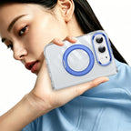 Four-corner Airbag Acrylic Transparent TPU Magnetic Phone Case with 360-degree Stand
