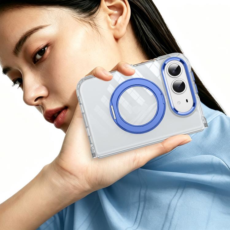 Four-corner Airbag Acrylic Transparent TPU Magnetic Phone Case with 360-degree Stand