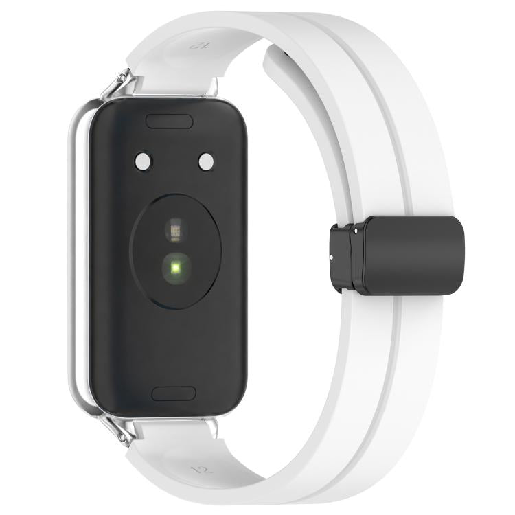 Folding Magnetic Black Clasp Solid Color Silicone Watch Band