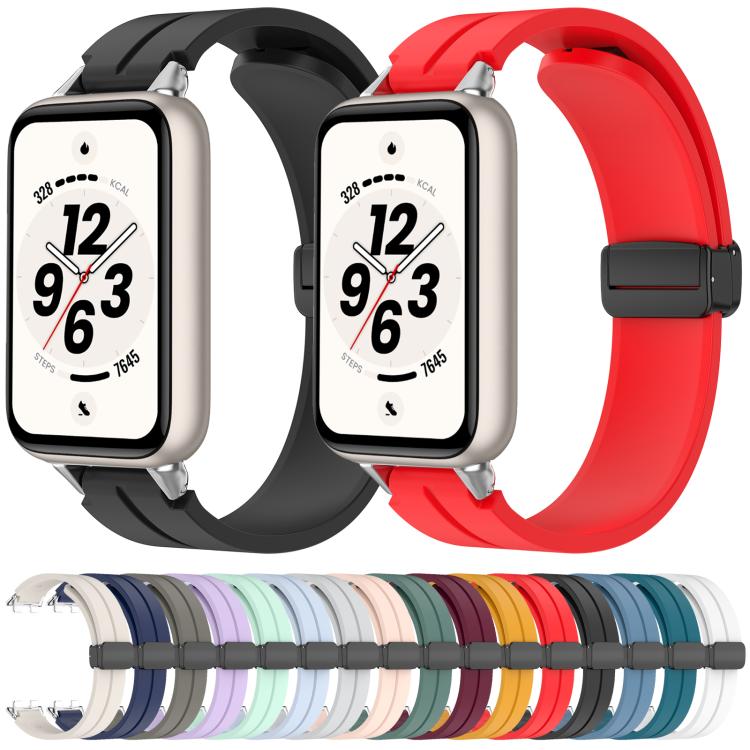 Folding Magnetic Black Clasp Solid Color Silicone Watch Band