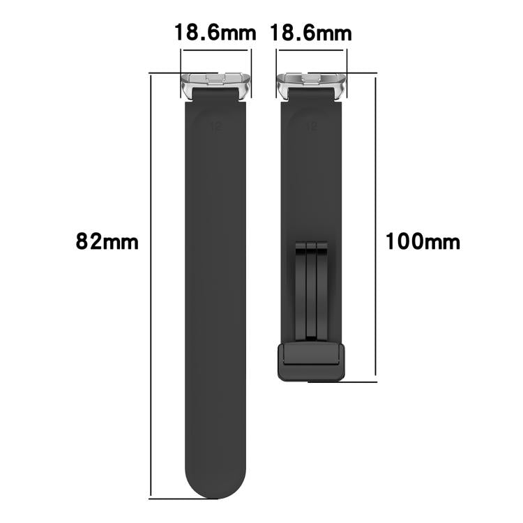 Folding Magnetic Black Clasp Solid Color Silicone Watch Band