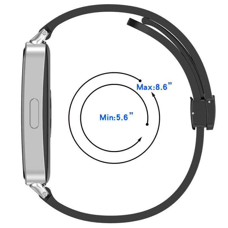 Folding Magnetic Black Clasp Solid Color Silicone Watch Band