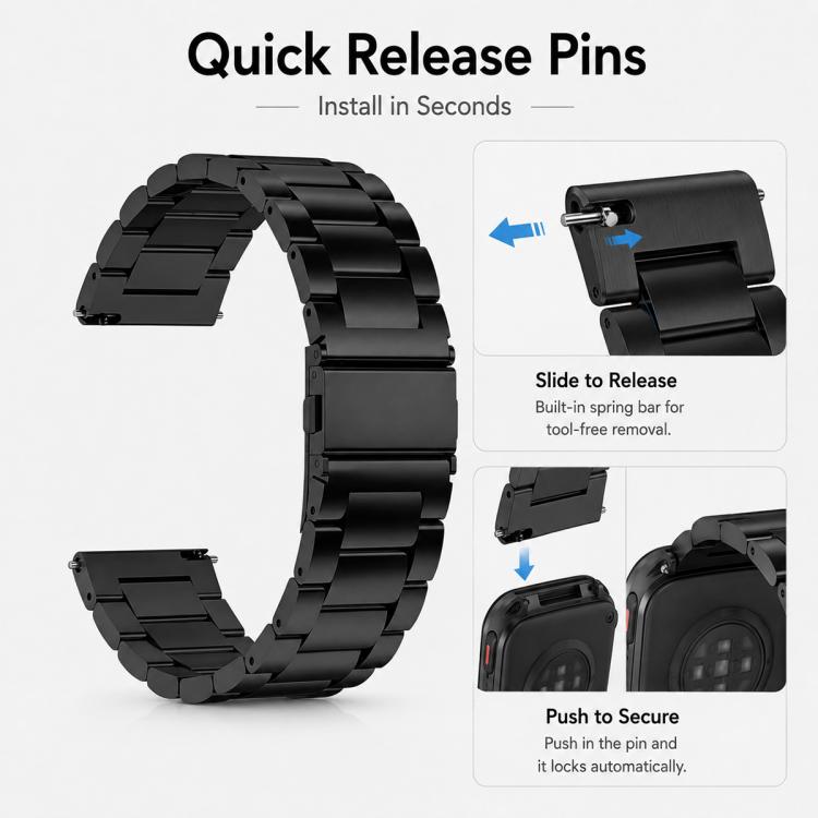 xDfind Three Beads Stainless Steel Watch Band