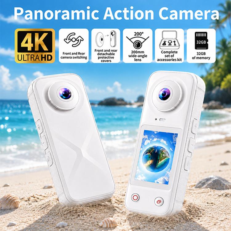 X5 Pro 2.0 inch Screen 200 Degrees Wide Angle 4K Panoramic Action Camera — White