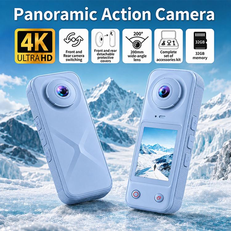 X5 Pro 2.0 inch Screen 200 Degrees Wide Angle 4K Panoramic Action Camera — Blue