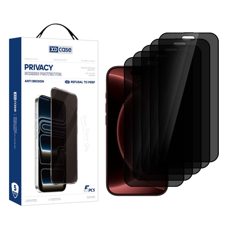 XDcase 5 PCS/Pack Silk-Printed 180 Anti-Spy Tempered Glass Screen Protector