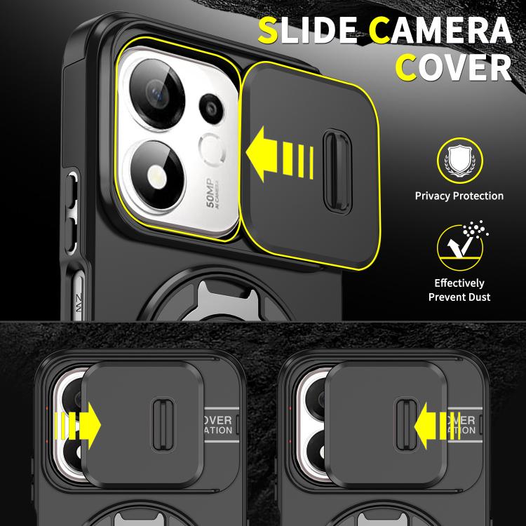 Sliding Camshield Ring Holder Phone Case — Orange