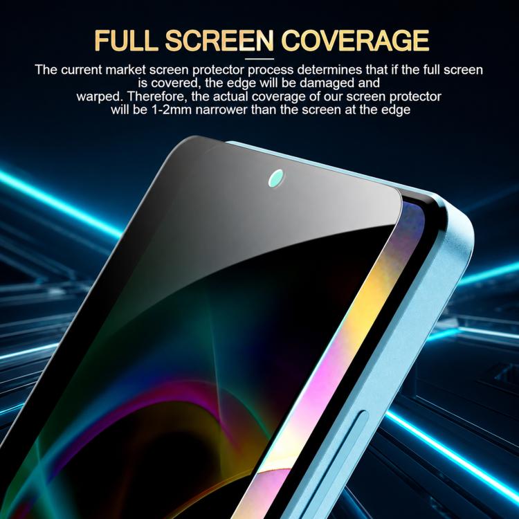 XDcase 2 PCS/Pack Silk-Printed Anti-Spy Tempered Glass Screen Protector Support Fingerprint Unlock