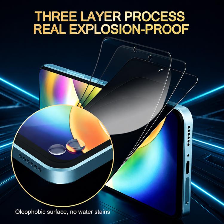 XDcase 2 PCS/Pack Silk-Printed Anti-Spy Tempered Glass Screen Protector Support Fingerprint Unlock