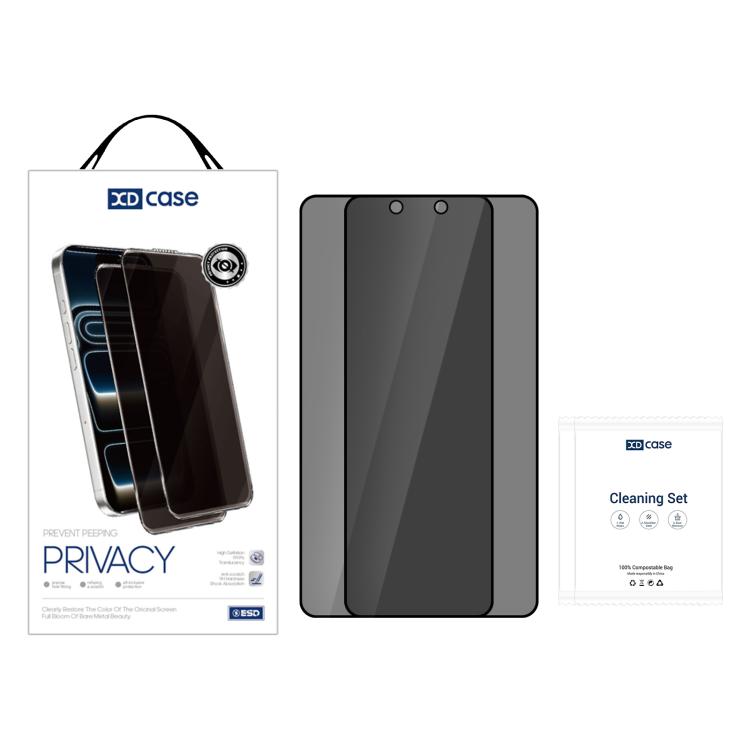 XDcase 2 PCS/Pack Silk-Printed Anti-Spy Tempered Glass Screen Protector Support Fingerprint Unlock