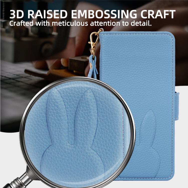 Bunny Ears Side Magnetic Clasp Vegan Leather Phone Case with Wrist Strap