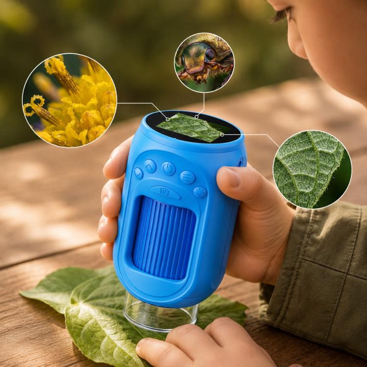 Portable 1000X Handheld Digital Kids Microscope with Screen — Orange