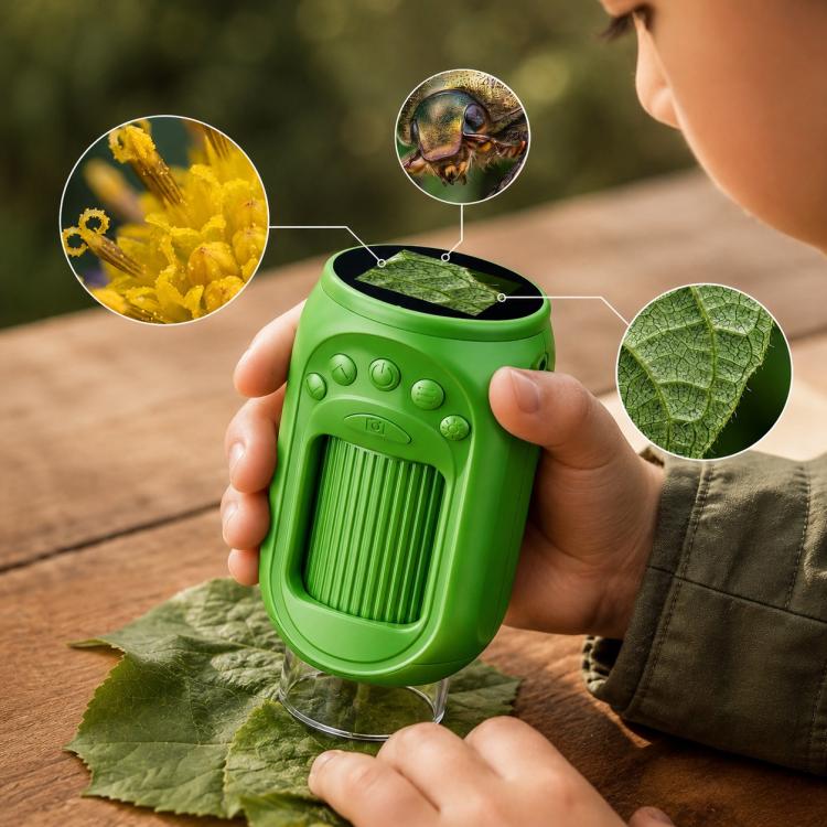 Portable 1000X Handheld Digital Kids Microscope with Screen — Black Orange