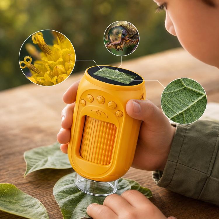 Portable 1000X Handheld Digital Kids Microscope with Screen — Dark Green