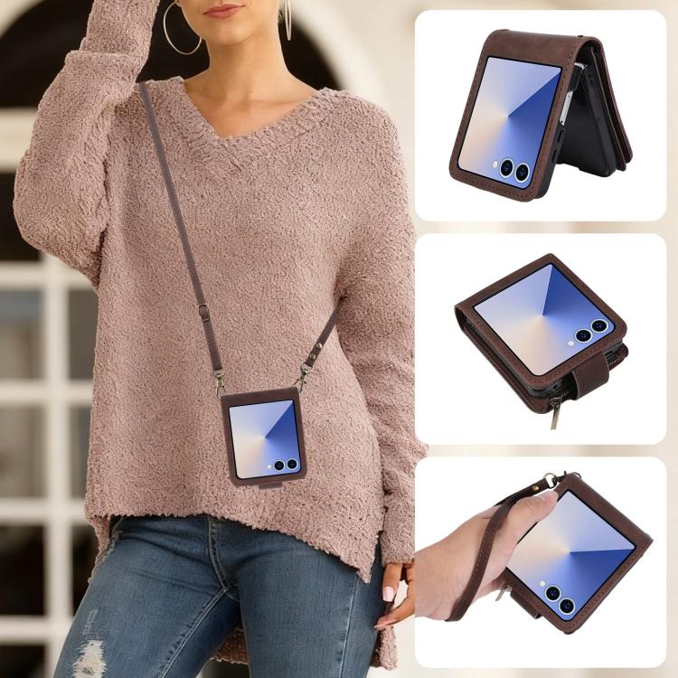 Crossbody Multifunctional Frosted Zipper Wallet Leather Phone Case