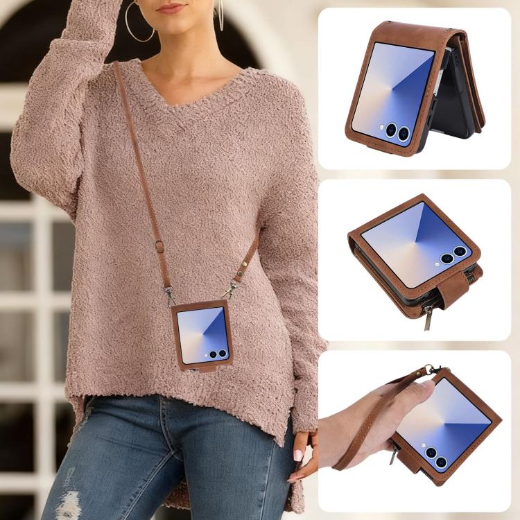 Crossbody Multifunctional Frosted Zipper Wallet Leather Phone Case — view 8