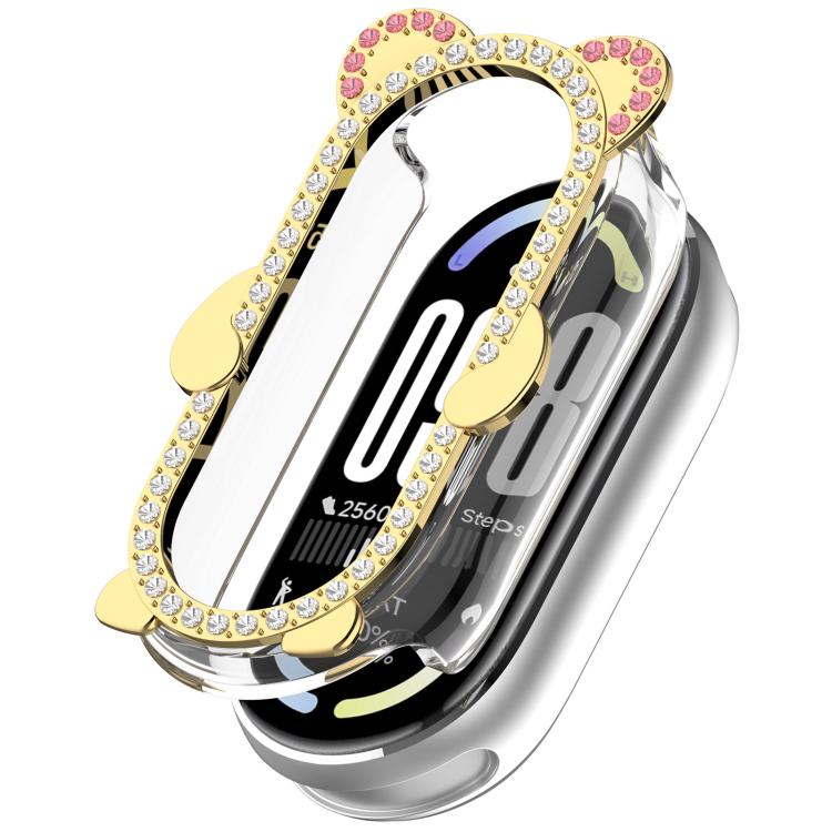 Bear Diamond Half Coverage Hollow PC Hybrid Metal Watch Case