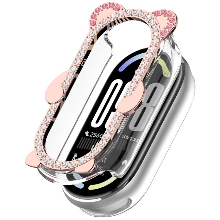 Bear Diamond Half Coverage Hollow PC Hybrid Metal Watch Case