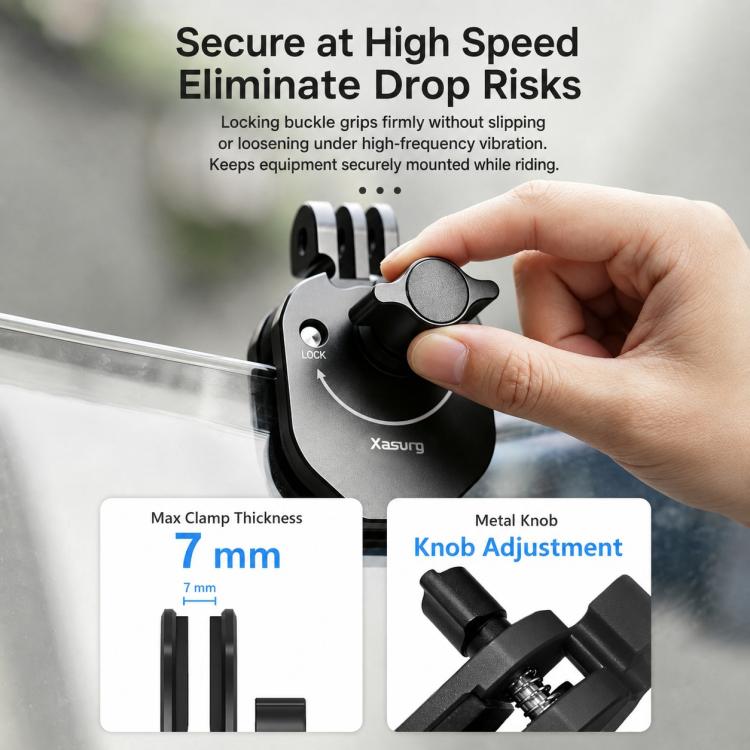 Xasurg Universal Action Camera Motorcycle Windshield Clamp Mount — view 6