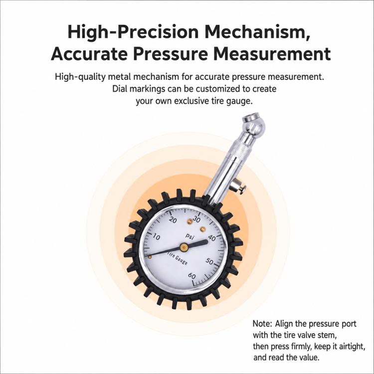 Car High Precision Metal Tire Pressure Gauge
