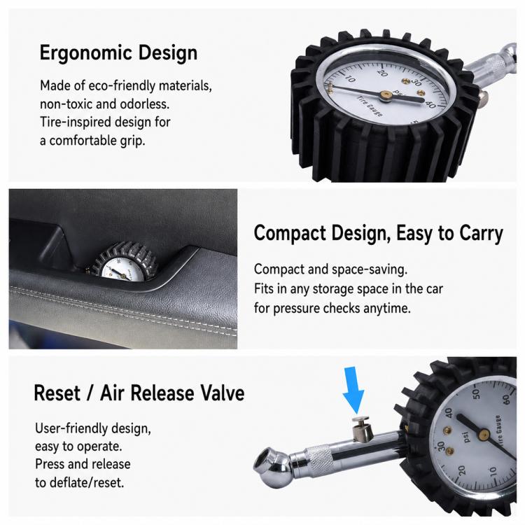 Car High Precision Metal Tire Pressure Gauge