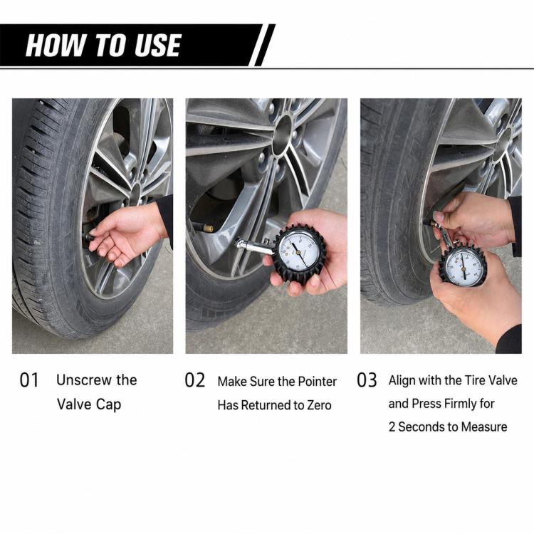 Car High Precision Metal Tire Pressure Gauge