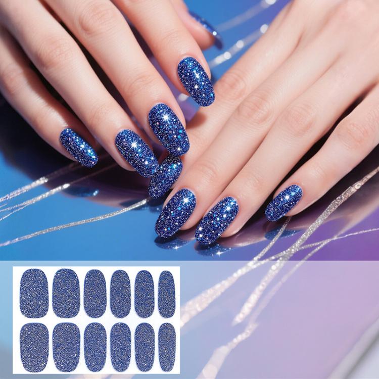 12 PCS/Sheet Waterproof Solid-Color Glitter Nail Stickers — Bronze Brown