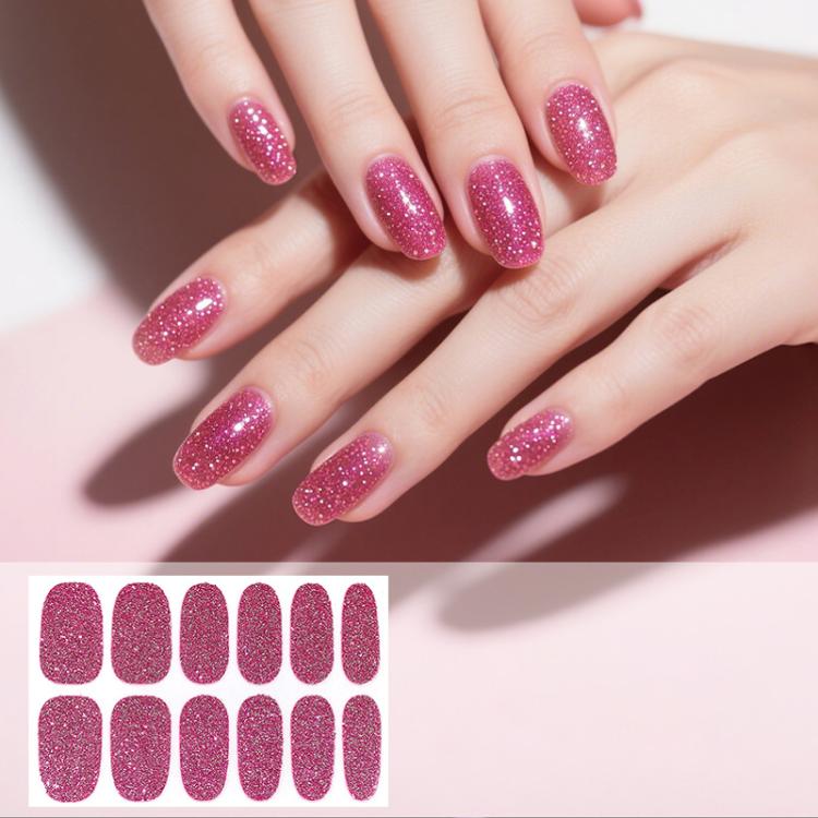 12 PCS/Sheet Waterproof Solid-Color Glitter Nail Stickers — Royal Blue
