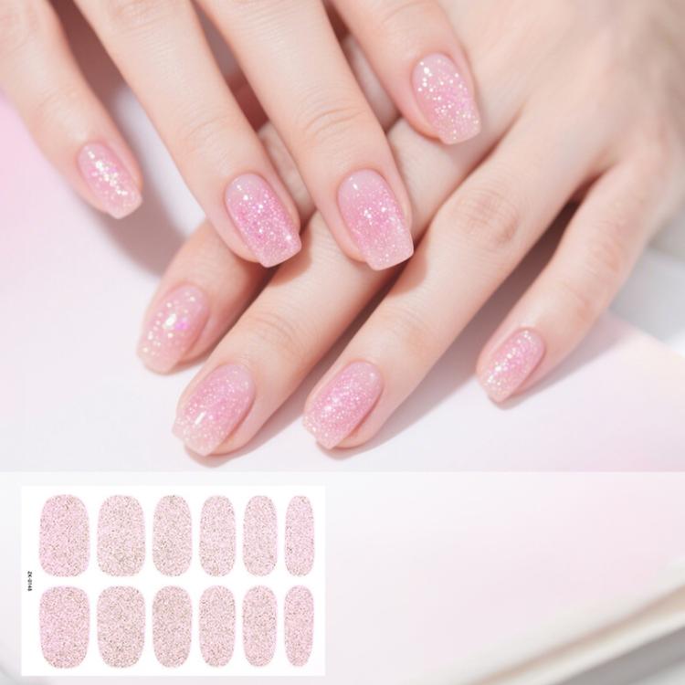 12 PCS/Sheet Waterproof Solid-Color Glitter Nail Stickers — Violet Purple