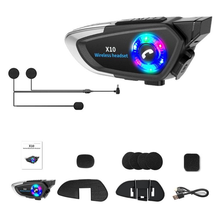 X10 Motorcycle Helmet Waterproof Bluetooth Earphone — Black Soft Mic