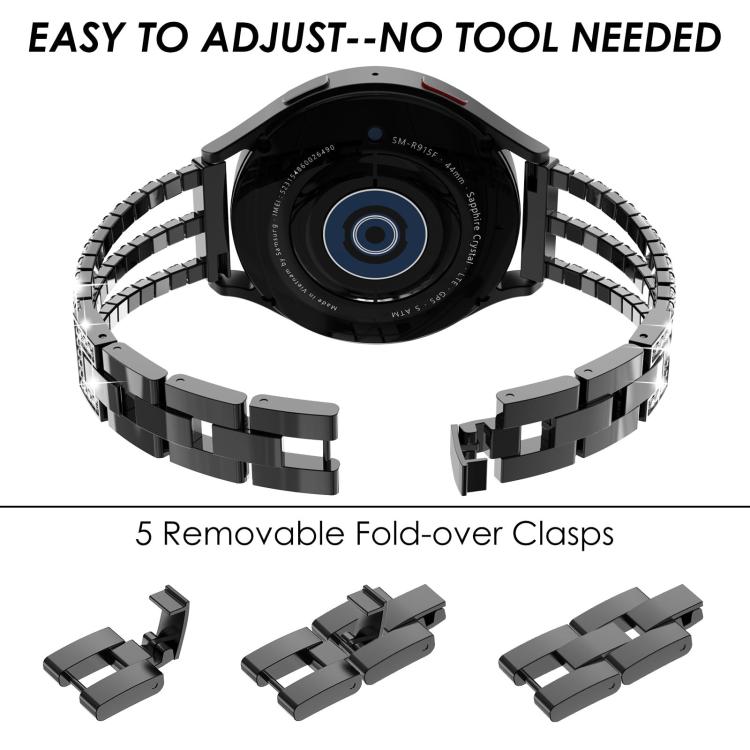 xDfind Universal Flat End Three Diamond Metal Watch Band