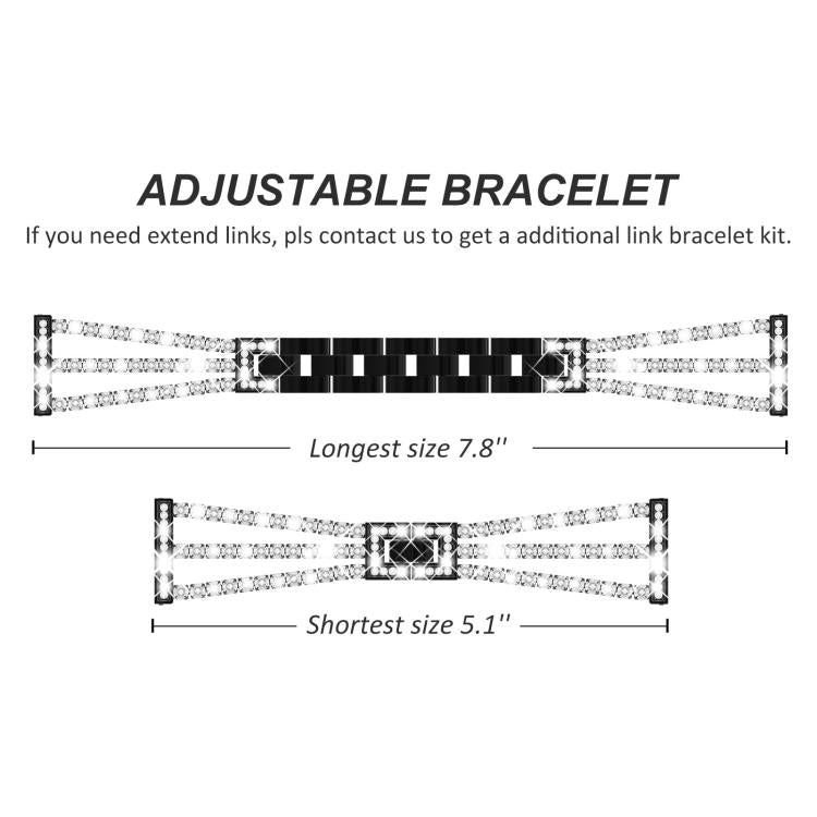 xDfind Universal Flat End Three Diamond Metal Watch Band